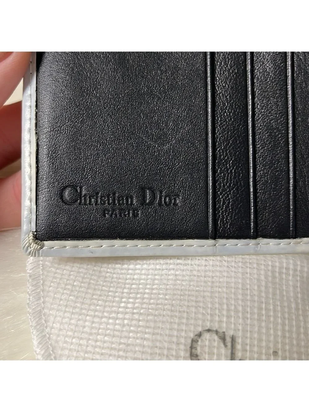 AUTHENTIC CHRISTIAN DIOR TROTTER #2 SNAP BIFOLD WALLET NAVY CREAM WITH BOX SPAIN